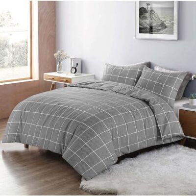 Kampala Hill Mateo Reversible Stripes and Dots Duvet Cover Set Grey Geometric Single Bedding Set Kampala Hill Mateo Reversible Stripes and Dots Duvet Cover Set Grey Geometric Single Bedding Set