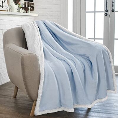 PAVILIA Sherpa Fleece Throw Blanket for Couch, Twin Size, Light Blue, Plush Soft Fuzzy Sofa Blanket, Cozy Reversible Winter Throw for Women Men, 60x80 Inches PAVILIA Sherpa Fleece Throw Blanket for Couch, Twin Size, Light Blue, Plush Soft Fuzzy Sofa Blanket, Cozy Reversible Winter Throw for Women Men, 60x80 Inches