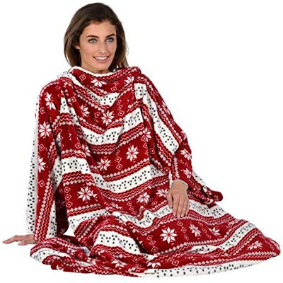 Autumn Faith Snuggle Blanket With Sleeves Wrap Around Red Autumn Faith Snuggle Blanket With Sleeves Wrap Around Red