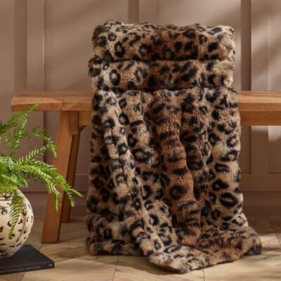 Catherine Lansfield Animal Print Faux Fur 130x170cm Blanket Throw Brown Catherine Lansfield Animal Print Faux Fur 130x170cm Blanket Throw Brown