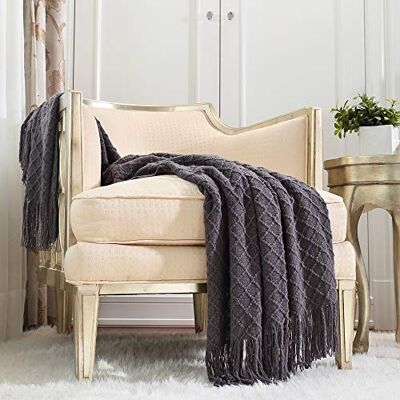 CREVENT Breathable Summer Throw Blanket for Office Napping, Soft Warm Cozy Light Weight for Spring Summer (127cmX152cm Dark Grey) CREVENT Breathable Summer Throw Blanket for Office Napping, Soft Warm Cozy Light Weight for Spring Summer (127cmX152cm Dark Grey)