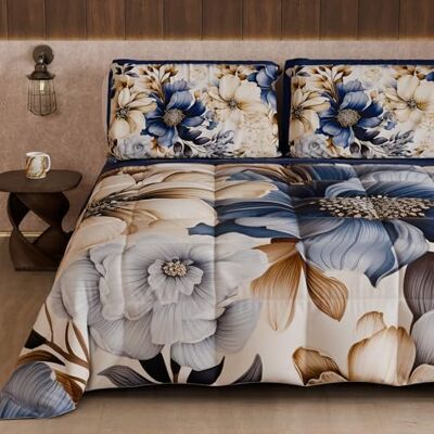PETTI Artigiani Italiani Winter Quilt, Winter Duvet, Double Sided Quilt, Solid Colour and Digital Floral Print 04 300, 100% Microfibre, Made in Italy PETTI Artigiani Italiani Winter Quilt, Winter Duvet, Double Sided Quilt, Solid Colour and Digital Floral Print 04 300, 100% Microfibre, Made in Italy