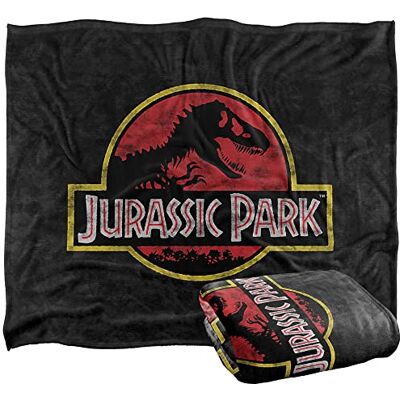 Trevco Jurassic Park Classic Logo Silky Touch Super Soft Throw Blanket 152 X 127 cm, White Trevco Jurassic Park Classic Logo Silky Touch Super Soft Throw Blanket 152 X 127 cm, White
