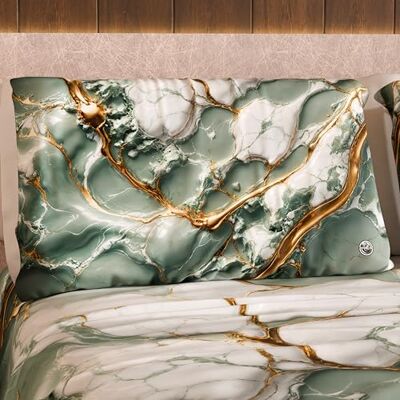 PETTI Artigiani Italiani MARBLELIZED – Pair of Pillow Cases for Bed 50 x 80 cm, Printed Front/Back, Pillowcases, Pair of Elegant Pillowcases with Sage Marble Effect, Gift Idea, 100% Made in Italy PETTI Artigiani Italiani MARBLELIZED – Pair of Pillow Cases for Bed 50 x 80 cm, Printed Front/Back, Pillowcases, Pair of Elegant Pillowcases with Sage Marble Effect, Gift Idea, 100% Made in Italy