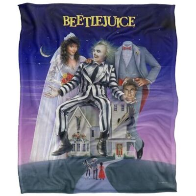 BEETLEJUICE Poster Silky Touch Super Soft Throw Blanket 152 X 127 cm, White BEETLEJUICE Poster Silky Touch Super Soft Throw Blanket 152 X 127 cm, White