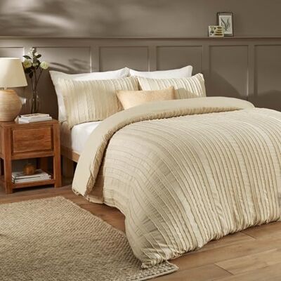 furn. Duvet Day Harrison Stripe Duvet Cover Set – Minimal Tufted Design with Soft-Touch Fabric and Easy-Care Finish (Linen Single) furn. Duvet Day Harrison Stripe Duvet Cover Set – Minimal Tufted Design with Soft-Touch Fabric and Easy-Care Finish (Linen Single)