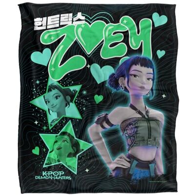 KPop Demon Hunters Zoey Popstar Huntrix Silky Touch Super Soft Throw Blanket 152 X 127 Cm, White KPop Demon Hunters Zoey Popstar Huntrix Silky Touch Super Soft Throw Blanket 152 X 127 Cm, White