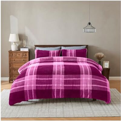 GC GAVENO CAVAILIA Fleece Bedding King Size Duvet Set Faux Fur Teddy Duvet Cover with Pillow Cases Warm, Soft Geometric Bedding & Linen Breathable Fluffy Quilt Covers (230x220), Mulberry GC GAVENO CAVAILIA Fleece Bedding King Size Duvet Set Faux Fur Teddy Duvet Cover with Pillow Cases Warm, Soft Geometric Bedding & Linen Breathable Fluffy Quilt Covers (230x220), Mulberry