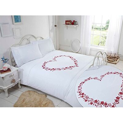 Rapport Home Floral Heart Embroidered Single Duvet Quilt Cover & 1 Pillowcase Beddi Rapport Home Floral Heart Embroidered Single Duvet Quilt Cover & 1 Pillowcase Beddi