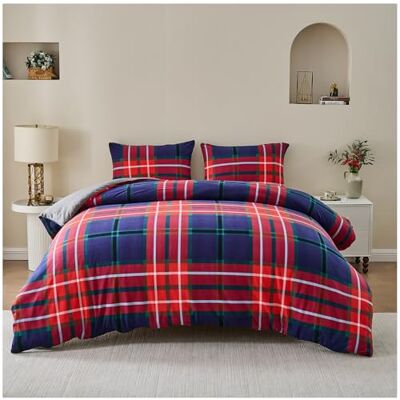 GC GAVENO CAVAILIA Denim Check Pattern Double Duvet Set with Matching Pillowcases Modern Easy Care Reversible Quilt Cover Super Soft Polyester Long-Lasting Comforter Bedding Set, Multi GC GAVENO CAVAILIA Denim Check Pattern Double Duvet Set with Matching Pillowcases Modern Easy Care Reversible Quilt Cover Super Soft Polyester Long-Lasting Comforter Bedding Set, Multi