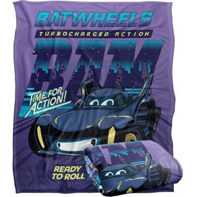 LOGOVISION BATMAN Batwheels Blanket, 152 x 127 cm Ready to Roll Silky Touch Super Soft Throw Blanket LOGOVISION BATMAN Batwheels Blanket, 152 x 127 cm Ready to Roll Silky Touch Super Soft Throw Blanket