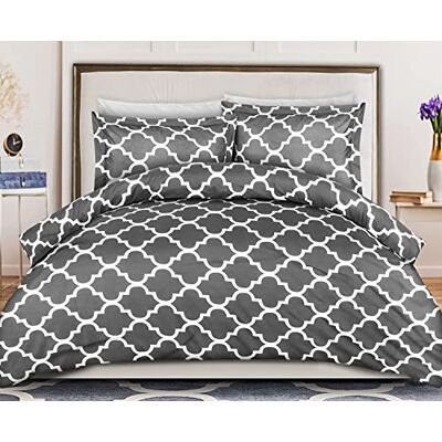 ComfyWell Double Duvet Set Printed Duvet Cover Sets Quilt Cover Double Size Bed with 2 Pillowcases Zipper Closure-Ultra Soft Brushed Microfiber. Grey (Double(200x200cm), Grey) ComfyWell Double Duvet Set Printed Duvet Cover Sets Quilt Cover Double Size Bed with 2 Pillowcases Zipper Closure-Ultra Soft Brushed Microfiber. Grey (Double(200x200cm), Grey)