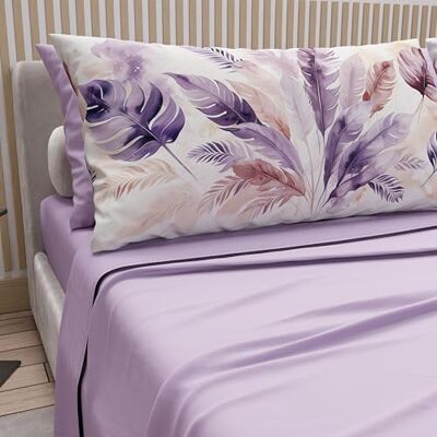 PETTI Artigiani Italiani Double Bed Sheets Cotton with Pillowcases in Digital Print, Complete Sheet for Double Bed with Lilac Palm Design, 100% Made in Italy PETTI Artigiani Italiani Double Bed Sheets Cotton with Pillowcases in Digital Print, Complete Sheet for Double Bed with Lilac Palm Design, 100% Made in Italy
