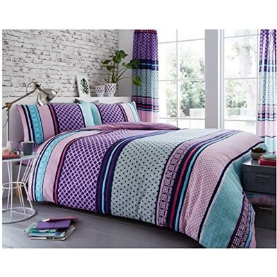 GC GAVENO CAVAILIA Stripe Duvet Quilt Cover Set, Soft & Comfy Polka Dot Reversible Bedding King Size, Berry GC GAVENO CAVAILIA Stripe Duvet Quilt Cover Set, Soft & Comfy Polka Dot Reversible Bedding King Size, Berry