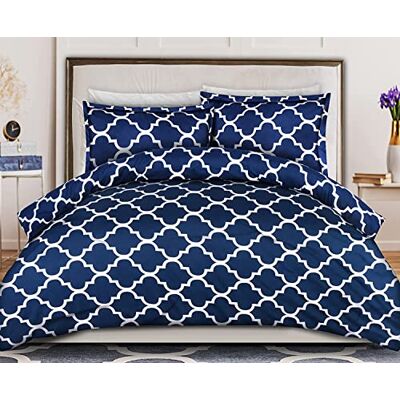 ComfyWell Double Duvet Set Printed Duvet Cover Sets Quilt Cover Double Size Bed with 2 Pillowcases Zipper Closure-Ultra Soft Brushed Microfiber. Navy Blue (Double(200x200cm), Navy Blue) ComfyWell Double Duvet Set Printed Duvet Cover Sets Quilt Cover Double Size Bed with 2 Pillowcases Zipper Closure-Ultra Soft Brushed Microfiber. Navy Blue (Double(200x200cm), Navy Blue)