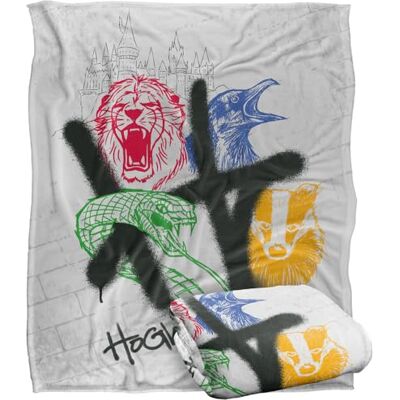 LOGOVISION HARRY POTTER Blanket, 152 x 127 cm Hogwarts Graffiti Silky Touch Super Soft Throw Blanket LOGOVISION HARRY POTTER Blanket, 152 x 127 cm Hogwarts Graffiti Silky Touch Super Soft Throw Blanket