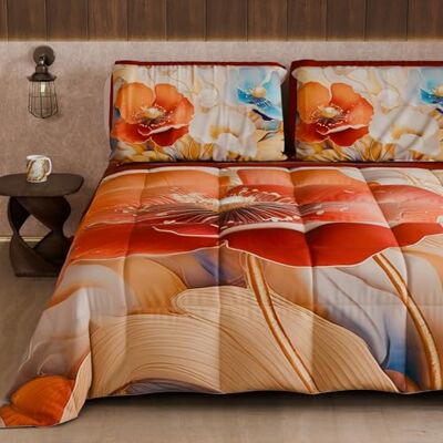 PETTI Artigiani Italiani Winter Quilt, Winter Duvet, Double Sided Quilt, Solid Colour and Digital Floral Print 06 9, 100% Microfibre, Made in Italy PETTI Artigiani Italiani Winter Quilt, Winter Duvet, Double Sided Quilt, Solid Colour and Digital Floral Print 06 9, 100% Microfibre, Made in Italy