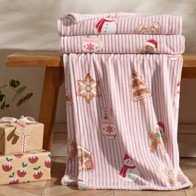 Catherine Lansfield Christmas Gingerbread Stripe 130x170cm Throw Natural Catherine Lansfield Christmas Gingerbread Stripe 130x170cm Throw Natural