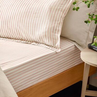 Hebden Superking - Striped Cotton Fitted Sheet Hebden Superking - Striped Cotton Fitted Sheet