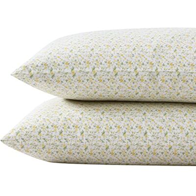 Laura Ashley Standard Pillowcase Set, Breathable Percale Cotton Bedding, Crisp & Cool Home Decor (Evie Yellow, 2 Piece) Laura Ashley Standard Pillowcase Set, Breathable Percale Cotton Bedding, Crisp & Cool Home Decor (Evie Yellow, 2 Piece)