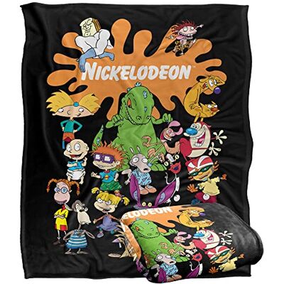 LOGOVISION Nickelodeon Brand Nick Splat Group Silky Touch Super Soft Throw Blanket 152 X 127 cm, White LOGOVISION Nickelodeon Brand Nick Splat Group Silky Touch Super Soft Throw Blanket 152 X 127 cm, White