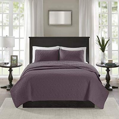 Madison Park Cotton Filled Lightweight Coverlet Bedspread Bedding, Shams, Purple, Full/Queen (90 in x 90 in) Madison Park Cotton Filled Lightweight Coverlet Bedspread Bedding, Shams, Purple, Full/Queen (90 in x 90 in)