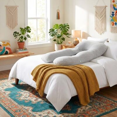 GC GAVENO CAVAILIA Pregnancy Pillow for Side Sleeping U Shaped Cuddle Cushion Full Body Pillows with Cover Long Maternity Pillow Support for Back, Legs for Pregnant Women 140x68x18cm,Light Grey GC GAVENO CAVAILIA Pregnancy Pillow for Side Sleeping U Shaped Cuddle Cushion Full Body Pillows with Cover Long Maternity Pillow Support for Back, Legs for Pregnant Women 140x68x18cm,Light Grey