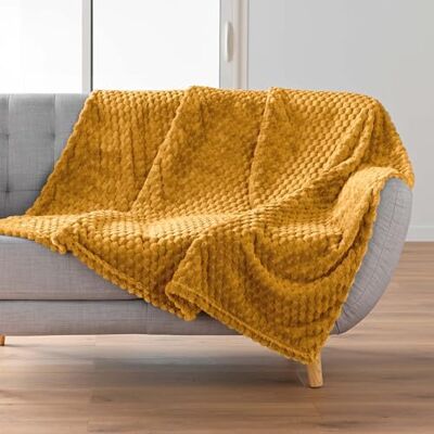Douceur d'Intérieur , Cuddly Blanket (125 x 150 cm) Mini Frosty Ochre Flannel Relief Plain Douceur d'Intérieur , Cuddly Blanket (125 x 150 cm) Mini Frosty Ochre Flannel Relief Plain