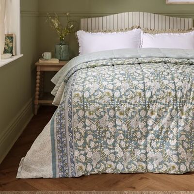 furn. Wylder Annabelle Bedspread – Reversible Floral Quilted Cotton Coverlet Bedding (Blue – 240x260cm) furn. Wylder Annabelle Bedspread – Reversible Floral Quilted Cotton Coverlet Bedding (Blue – 240x260cm)