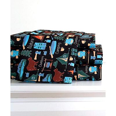 The Lakeside Collection Campsite Sheet Set with Retro, Rustic Camping Print Twin The Lakeside Collection Campsite Sheet Set with Retro, Rustic Camping Print Twin