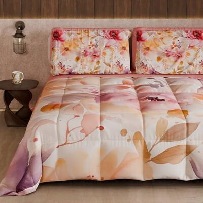 PETTI Artigiani Italiani Winter Quilt, Winter Duvet, Double Sided Quilt, Solid Colour and Digital Floral Print 25 2, 100% Microfibre, Made in Italy PETTI Artigiani Italiani Winter Quilt, Winter Duvet, Double Sided Quilt, Solid Colour and Digital Floral Print 25 2, 100% Microfibre, Made in Italy