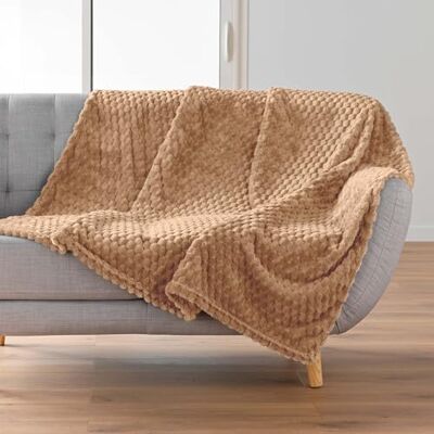 Douceur d'Intérieur , Blanket (125 x 150 cm) Mini Frosty Camel Flannel Relief Plain Douceur d'Intérieur , Blanket (125 x 150 cm) Mini Frosty Camel Flannel Relief Plain