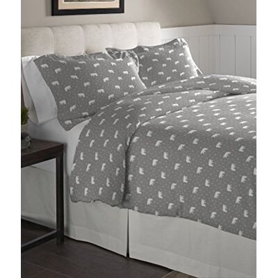 pointehaven Flannel Oversized Duvet Set, King, Polar Bear pointehaven Flannel Oversized Duvet Set, King, Polar Bear