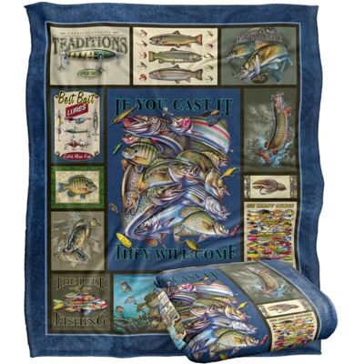 LOGOVISION Jq Licensing Fishing Silky Touch Super Soft Throw Blanket 152 X 127 Cm LOGOVISION Jq Licensing Fishing Silky Touch Super Soft Throw Blanket 152 X 127 Cm