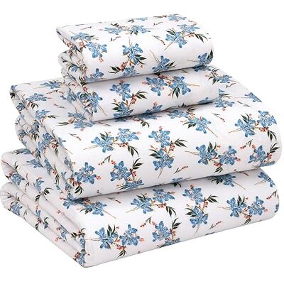 Ruvanti Flannel Sheet Sets Queen Size 100% Cotton Brushed Flannel Sheet Set Deep Pockets 16" (fits up to 18") All Seasons Breathable and Ruvanti Flannel Sheet Sets Queen Size 100% Cotton Brushed Flannel Sheet Set Deep Pockets 16" (fits up to 18") All Seasons Breathable and