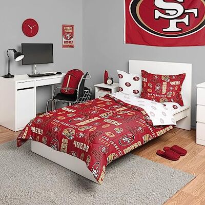 FOCO San Francisco 49ers NFL Team Color Bed In a Bag Comforter Bedding 5 Piece Twin Set FOCO San Francisco 49ers NFL Team Color Bed In a Bag Comforter Bedding 5 Piece Twin Set