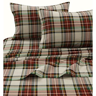 Tribeca Living CHAR170SHEETQU Charleston Plaid Flannel Deep Pocket Sheet Set, Queen Tribeca Living CHAR170SHEETQU Charleston Plaid Flannel Deep Pocket Sheet Set, Queen