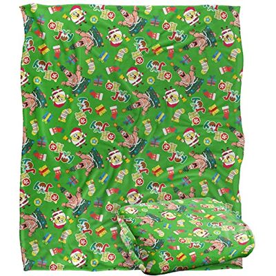 LOGOVISION Spongebob Christmas Pattern Silky Touch Super Soft Throw Blanket 152 X 127 cm, White LOGOVISION Spongebob Christmas Pattern Silky Touch Super Soft Throw Blanket 152 X 127 cm, White