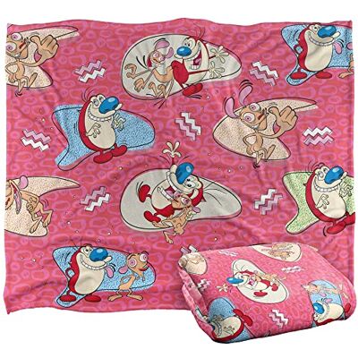 LOGOVISION Ren and Stimpy Ren & Stimpy Pattern Silky Touch Super Soft Throw Blanket 152 X 127 cm, White LOGOVISION Ren and Stimpy Ren & Stimpy Pattern Silky Touch Super Soft Throw Blanket 152 X 127 cm, White