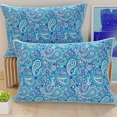 PETTI Artigiani Italiani Bed Pillowcases, Pair of Pillowcases 50 x 80 cm, Pillow Case, Hypoallergenic Microfibre Pillowcases, Made in Italy, Paisley Blue Pillowcases PETTI Artigiani Italiani Bed Pillowcases, Pair of Pillowcases 50 x 80 cm, Pillow Case, Hypoallergenic Microfibre Pillowcases, Made in Italy, Paisley Blue Pillowcases