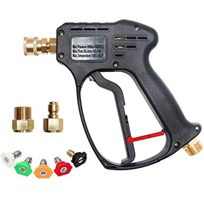 EDOU High Pressure Power Washer Short Gun Kit Heavy Duty Brass and Stainless Steel 5 Spray Nozzles, 3/8 Inch Quick Connector, 1/4 Inch Quick-Connect M22-15 Hose Connector 5000 PSI Max Pressure EDOU High Pressure Power Washer Short Gun Kit Heavy Duty Brass and Stainless Steel 5 Spray Nozzles, 3/8 Inch Quick Connector, 1/4 Inch Quick-Connect M22-15 Hose Connector 5000 PSI Max Pressure