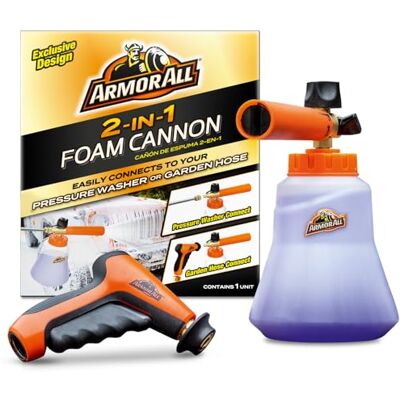 Armor All Foaming Car Wash Canister, 2-in-1 Foam Cannon Kit with Pressure Washer and Garden Hose Adaptors Armor All Foaming Car Wash Canister, 2-in-1 Foam Cannon Kit with Pressure Washer and Garden Hose Adaptors