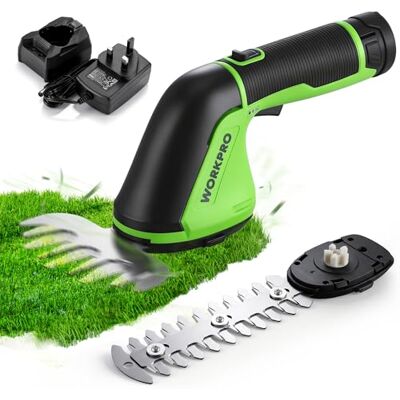 WORKPRO 12 V Cordless Hedge Trimmer & Grass Shear with Removable Battery 2 Interchangeable Blades, Safety Lock, Powerful Motor, Power Display, Power Bank Function, Lightweight & Portable WORKPRO 12 V Cordless Hedge Trimmer & Grass Shear with Removable Battery 2 Interchangeable Blades, Safety Lock, Powerful Motor, Power Display, Power Bank Function, Lightweight & Portable