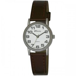 Ravel New Girl's Glitzy Quartz Watch with White Dial Analogue Display and Brown Strap R0105.16.12L
