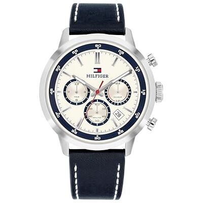 Tommy Hilfiger Kent Collection Chronograph Dual Time Watch for Men with Stainless Steel or Leather Strap Tommy Hilfiger Kent Collection Chronograph Dual Time Watch for Men with Stainless Steel or Leather Strap