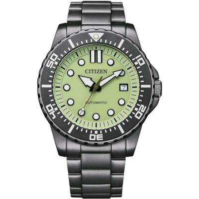 Citizen Men's Sport Automatic Watch, Green, 43MM, NJ0177-84X Automatic Movement, Mineral Crystal, 100M Water Resistant, Grey Ion Plated Stainless Steel Bracelet Citizen Men's Sport Automatic Watch, Green, 43MM, NJ0177-84X Automatic Movement, Mineral Crystal, 100M Water Resistant, Grey Ion Plated Stainless Steel Bracelet