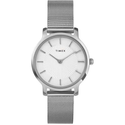 Timex Women's Transcend 34 mm Watch Silver-Tone Mesh Bracelet and Silver-Tone Dial TW2Y10200 Timex Women's Transcend 34 mm Watch Silver-Tone Mesh Bracelet and Silver-Tone Dial TW2Y10200