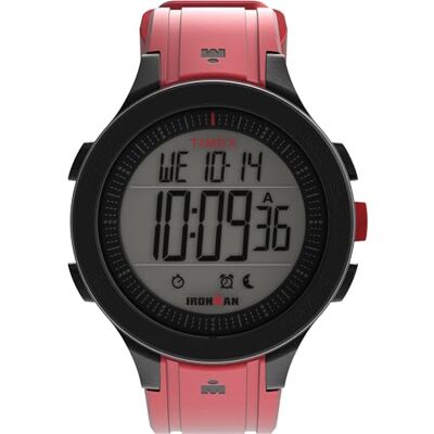 Timex Unisex Ironman T200 42mm Watch, Red Silicone Strap Digital Dial Black Case Timex Unisex Ironman T200 42mm Watch, Red Silicone Strap Digital Dial Black Case