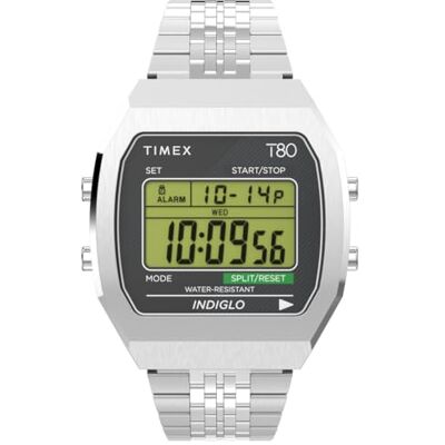 Timex Unisex Digital Quartz Watch with a Stainless Steel Strap T80 Timex Unisex Digital Quartz Watch with a Stainless Steel Strap T80
