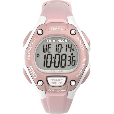 Timex Unisex Triathlon Classic 34 mm Watch Pink PU Strap with Digital Dial and Gray Case TW5M67700 Timex Unisex Triathlon Classic 34 mm Watch Pink PU Strap with Digital Dial and Gray Case TW5M67700